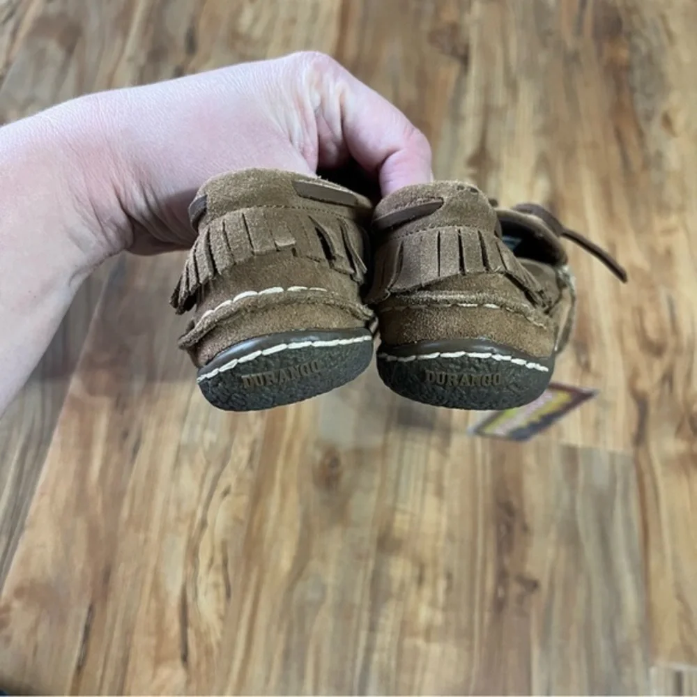 NEW LIL' DURANGO Little Kid Sz 3 Santa Fe Moccasin Loafer Shoe Brown Suede‎